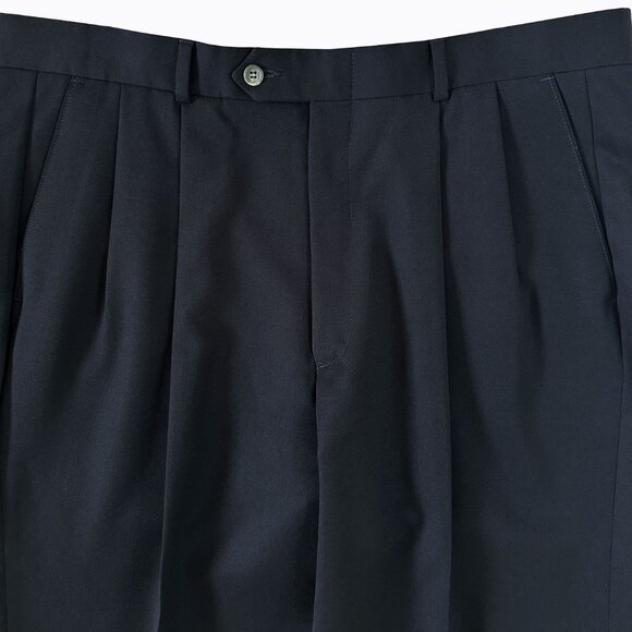 Alfani Men's Trouser Pant Sz 36 100% Wool Navy Pleated Dressy Workwear Business - Picture 3 of 6